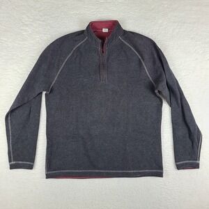 Johnnie-O Sweater Mens Large Brown Red Quarter Zip Sweatshirt Cotton Polyester *